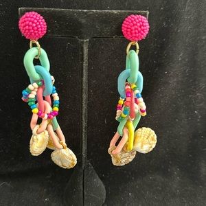 Beach 🏖️ drop earrings beaded base with multicolored accents